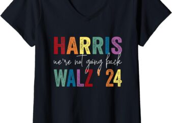 Womens We’re Not Going Back Kamala Harris LGBT Tim Walz V-Neck T-Shirt