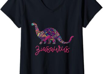 Womens Zia Shirt Italian Aunt Dinosaur Cute Gift V-Neck T-Shirt