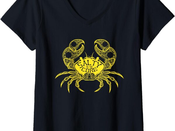 Womens salty to the core crab shirt v-neck t-shirt