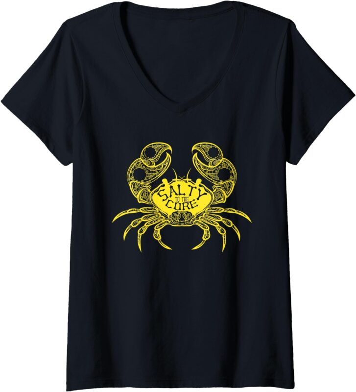 Womens salty To The Core Crab shirt V-Neck T-Shirt