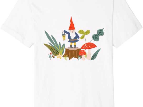 Woodland gnome adorable gnome and mushroom illustration t shirt design for sale