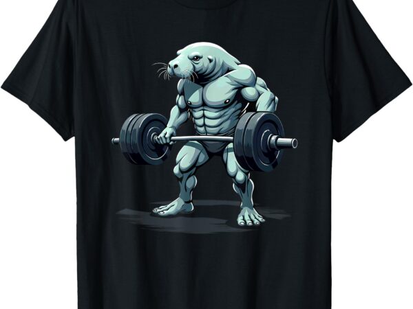 Workout gym manatee deadlift weightlifting t-shirt