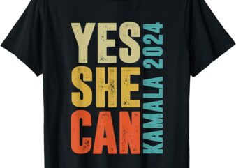 Yes She Can Kamala 2024 Retro Colors T-Shirt