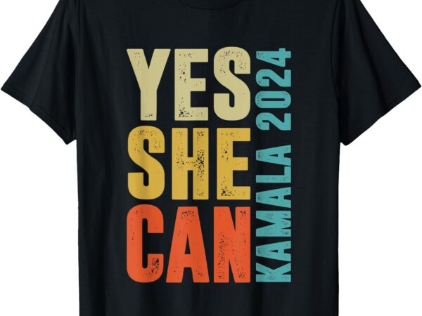 Yes she can kamala 2024 retro colors t-shirt