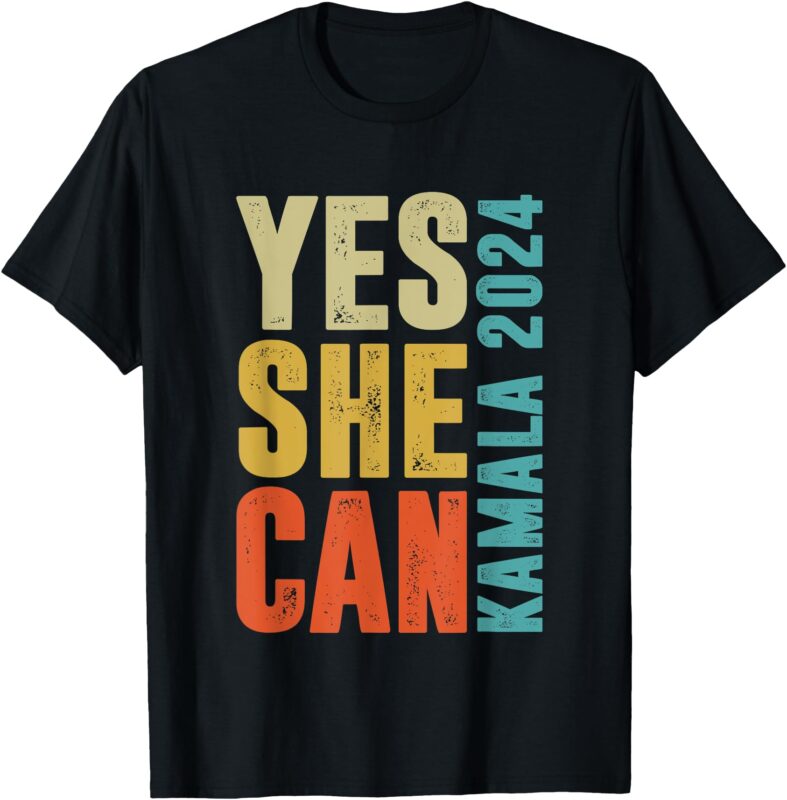 Yes She Can Kamala 2024 Retro Colors T-Shirt