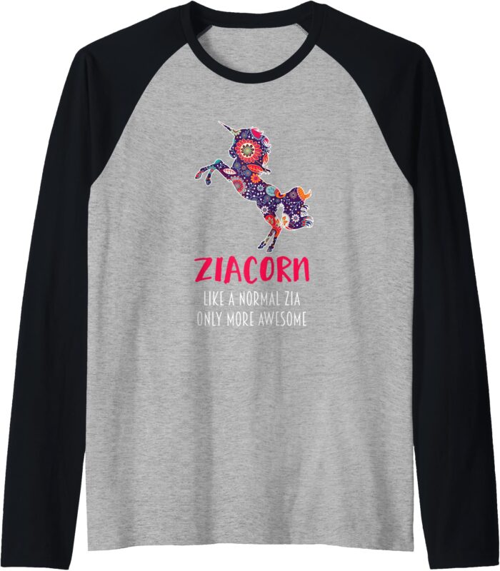 Zia Shirt Italian Aunt Unicorn Awesome Funny Cute Gift Raglan Baseball Tee