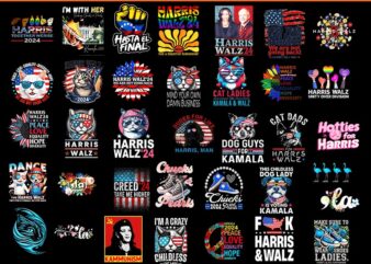 Bundle Kamala Harris 2024 PNG, Harris Walz’24 Cat PNG t shirt template