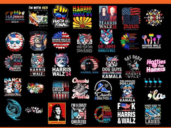 Bundle kamala harris 2024 png, harris walz’24 cat png t shirt template