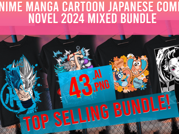 Anime manga cartoons comics 2024 print on demand bundle free t shirt vector