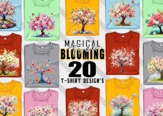 T-Shirt Design Blooming Tree t-shirt design bundle with 20 designs – download instantly Retro Vintage T-shirt