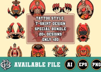 tattoo style t-shirt design special bundle