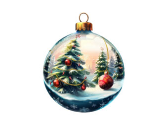 chirstmas decoration in 3d glass bauble t shirt vector file