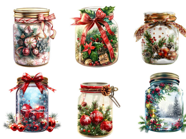 Chirstmas decoration in 3d jar t shirt vector file