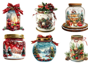 chirstmas decoration in 3d jar t shirt vector file