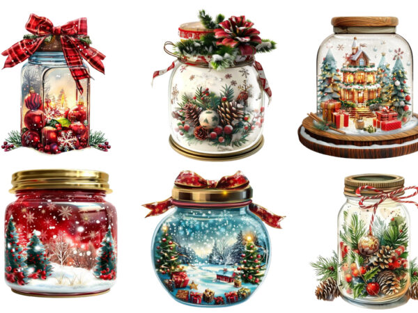 Chirstmas decoration in 3d jar t shirt vector file