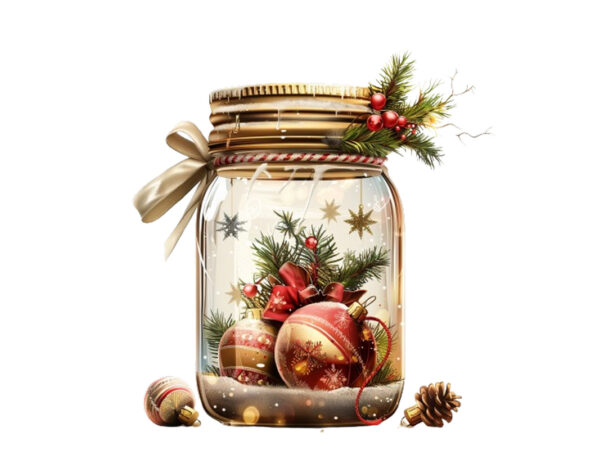 Chirstmas decoration in 3d jar t shirt vector file