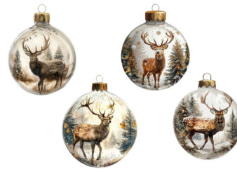 chirstmas deer in 3d glass bauble t shirt vector file