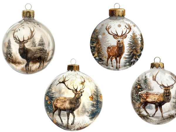 Chirstmas deer in 3d glass bauble t shirt vector file