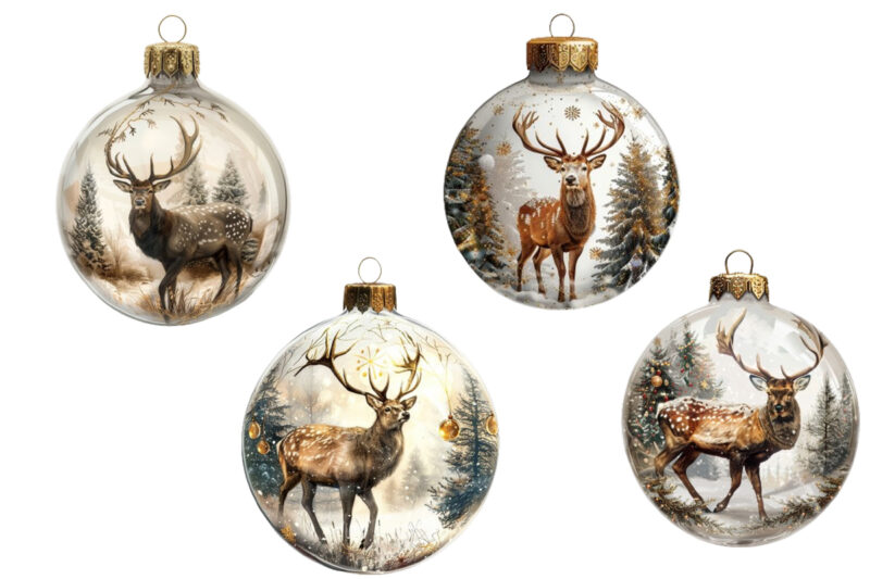 chirstmas deer in 3d glass bauble