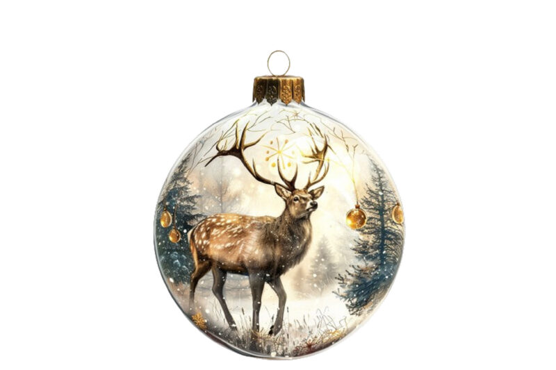 chirstmas deer in 3d glass bauble