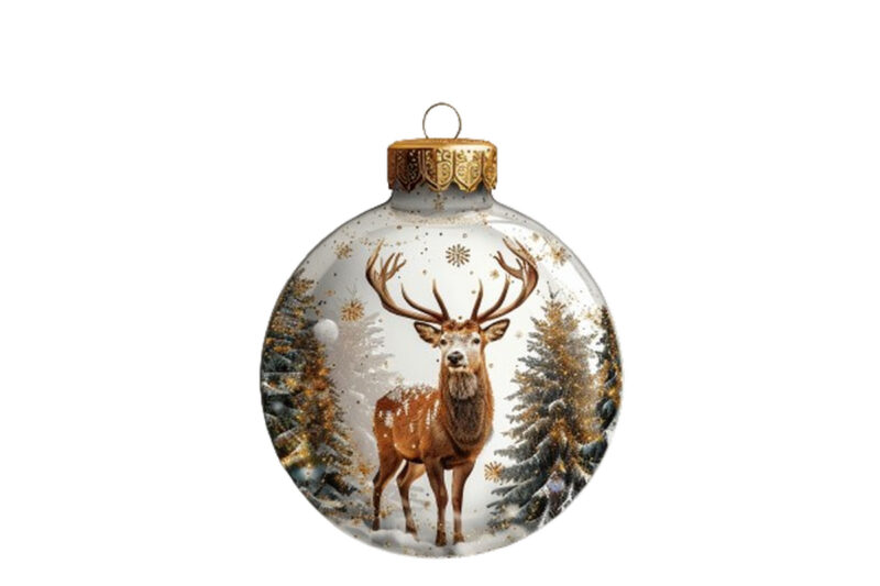 chirstmas deer in 3d glass bauble