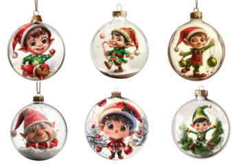 chirstmas elf in 3d glass bauble