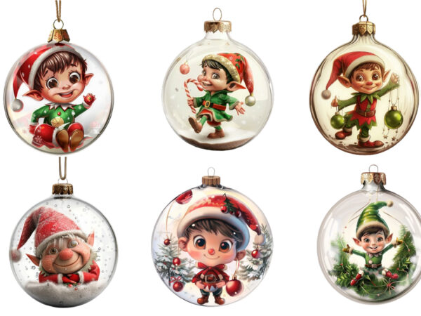 Chirstmas elf in 3d glass bauble t shirt vector file