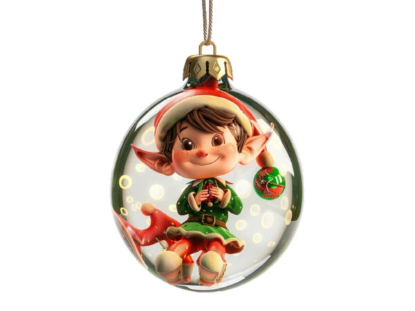 Chirstmas elf in 3d glass bauble t shirt vector file