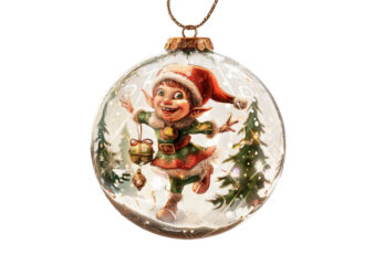 chirstmas elf in 3d glass bauble