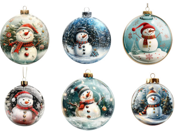 Chirstmas snowman in 3d glass bauble t shirt vector file