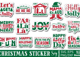 Christmas Sticker T-shirt Bundle Christmas Sticker Svg Bundle