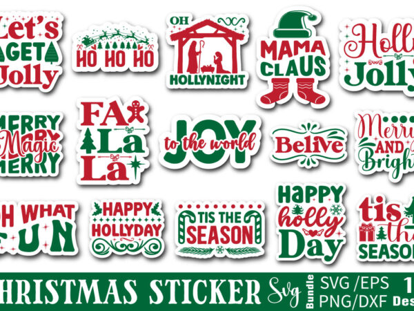 Christmas sticker t-shirt bundle christmas sticker svg bundle