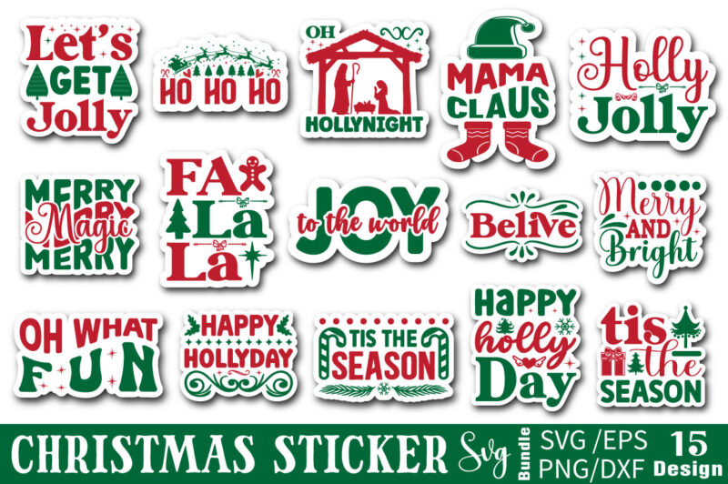 Christmas Sticker T-shirt Bundle Christmas Sticker Svg Bundle