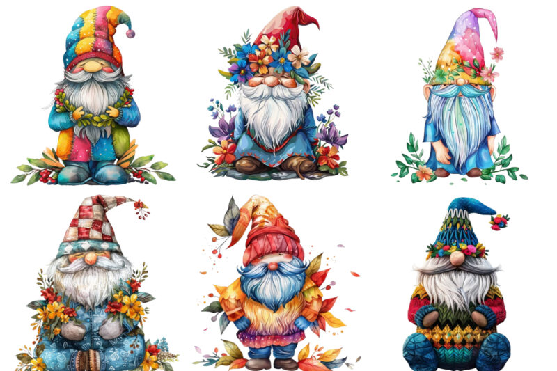 colourful beautiful gnome with garland