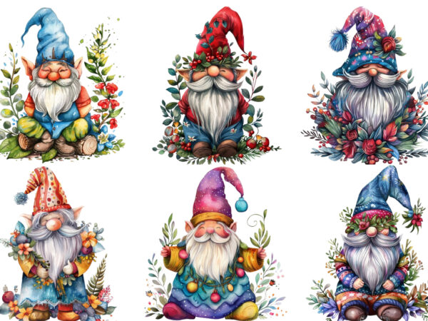 Colourful beautiful gnome with garland t shirt vector file