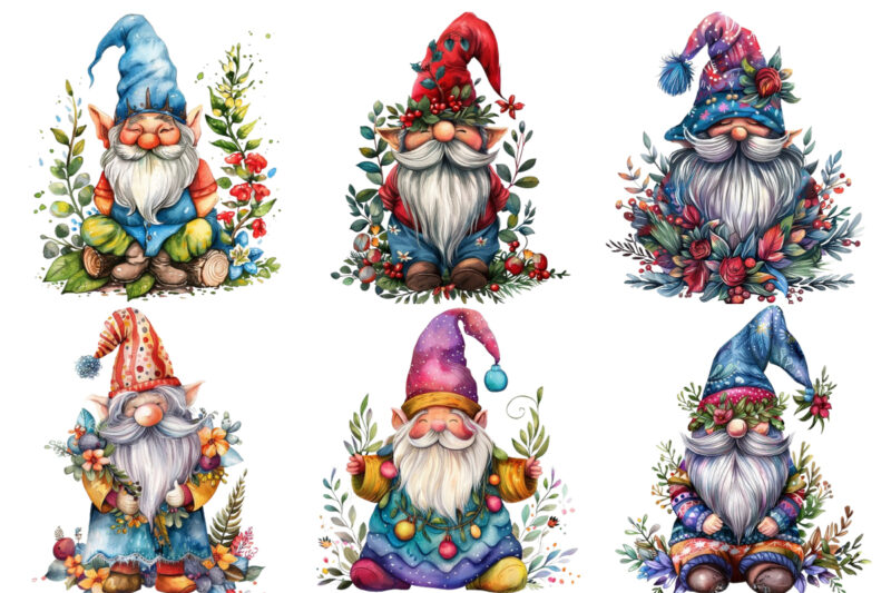 colourful beautiful gnome with garland