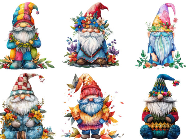 Colourful beautiful gnome with garland t shirt vector file