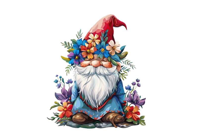 colourful beautiful gnome with garland