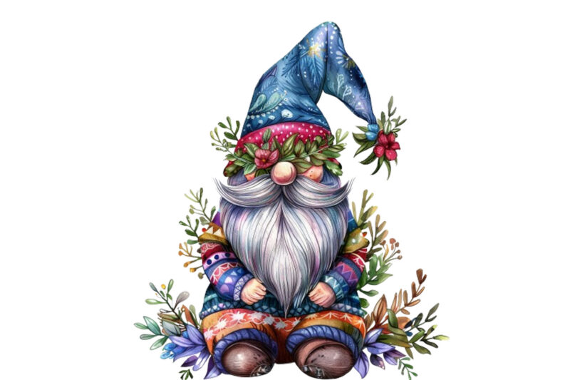 colourful beautiful gnome with garland