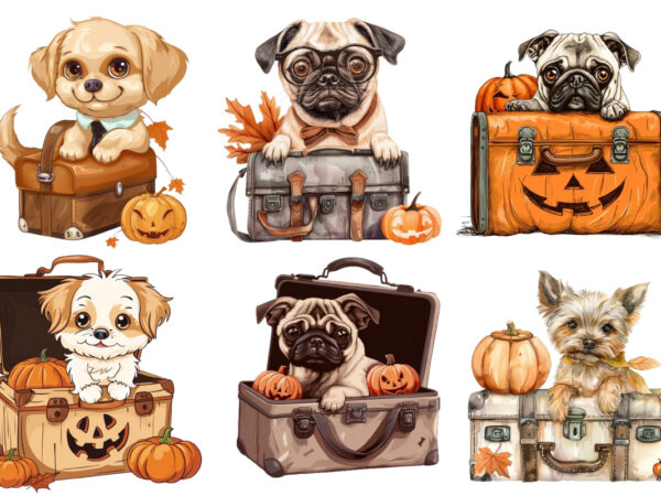 Cute baby dog in briefcase halloween clipart t shirt vector file