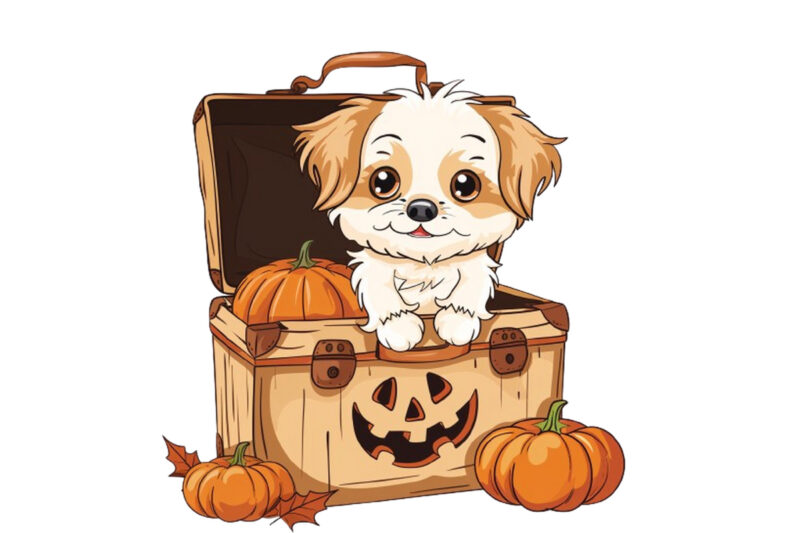 cute baby dog in briefcase Halloween clipart