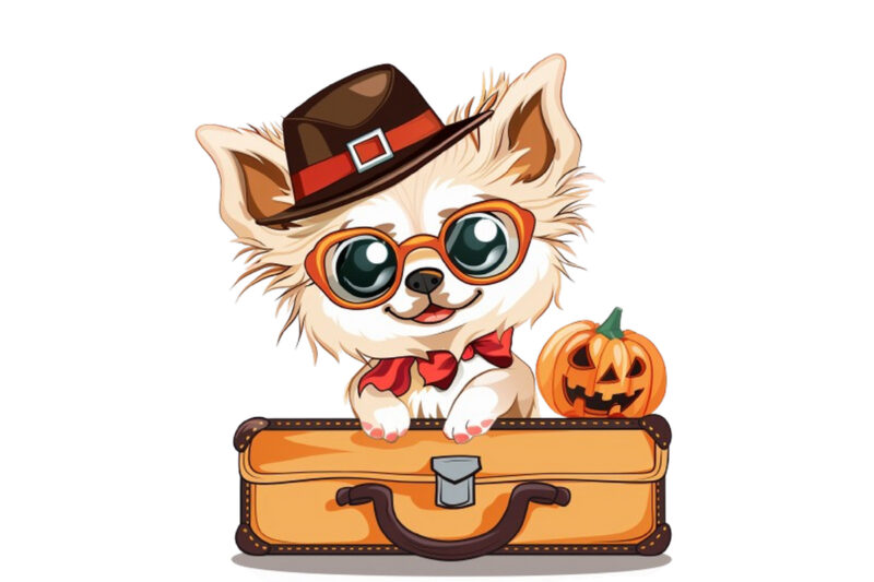 cute baby dog in briefcase Halloween clipart