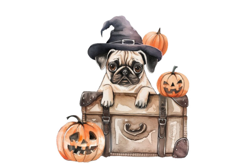 cute baby dog in briefcase Halloween clipart