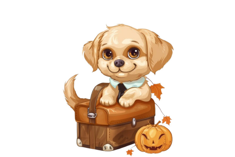 cute baby dog in briefcase Halloween clipart