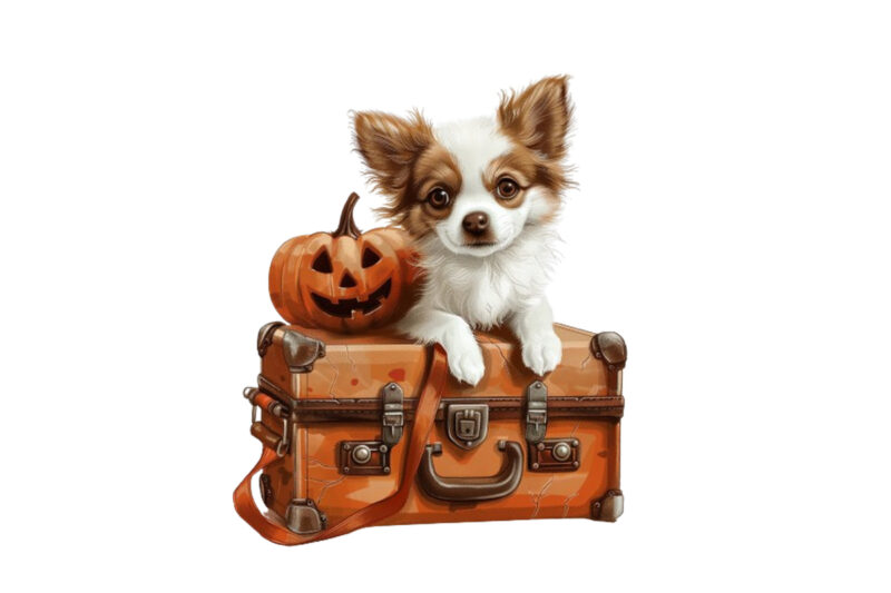 cute baby dog in briefcase Halloween clipart