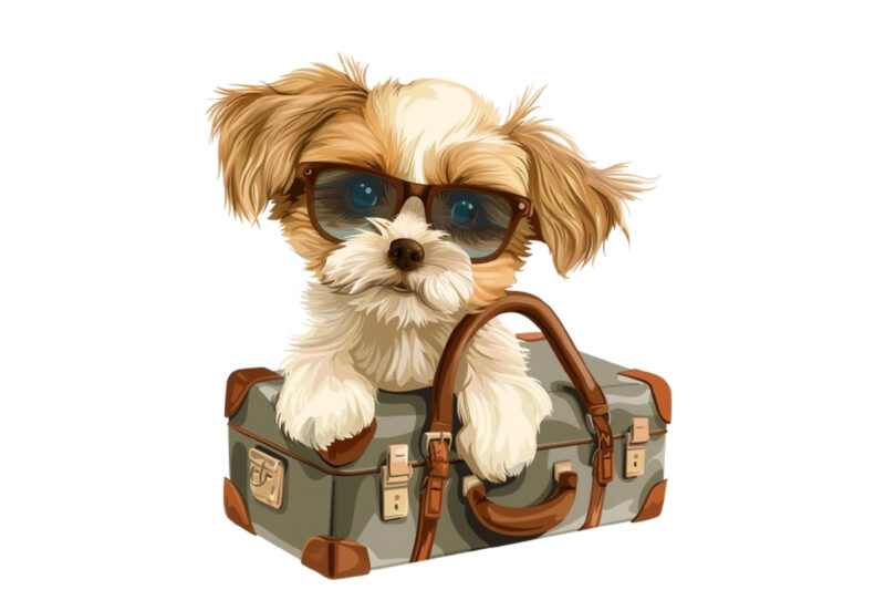 cute baby dog in briefcase Halloween clipart