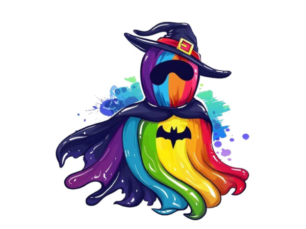 Halloween rainbow ghost graphic t shirt