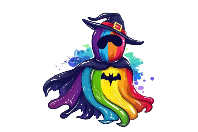 halloween rainbow ghost