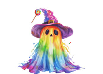 halloween rainbow ghost with lolipop graphic t shirt