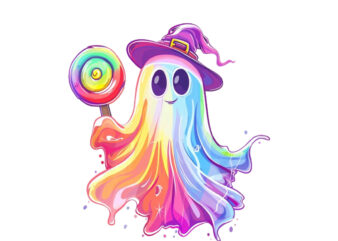 halloween rainbow ghost with lolipop